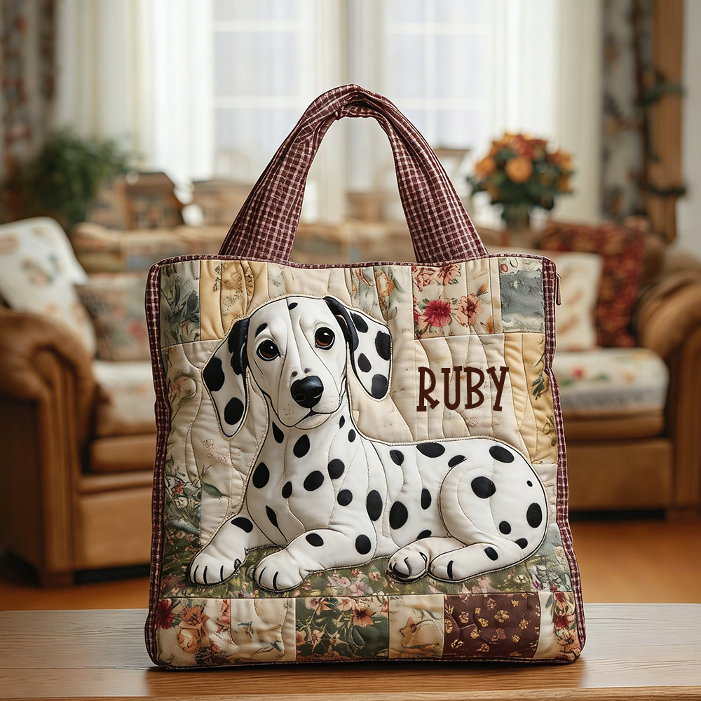 Crafted Dalmatian Quilted Eco-friendly Tote Bag | VETote36