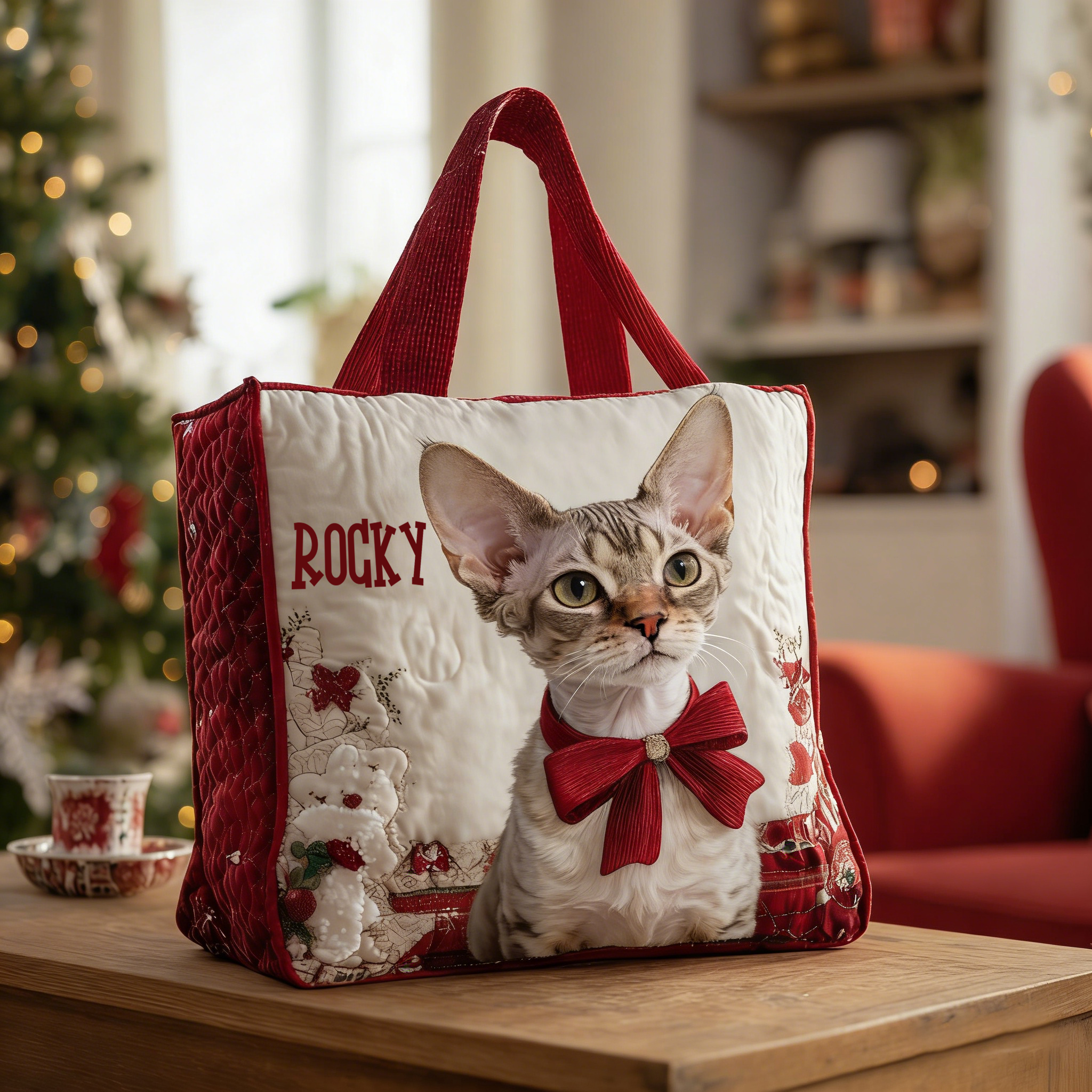 Personalized Crafted Devon Rex Quilted Tote Bag | VETote70