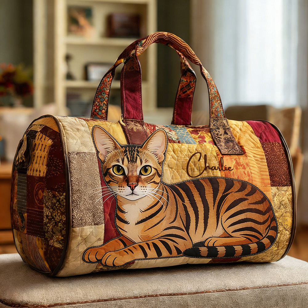 Personalized Crafted Egyptian Mau Quilted Duffle Bag | VEDuffle30