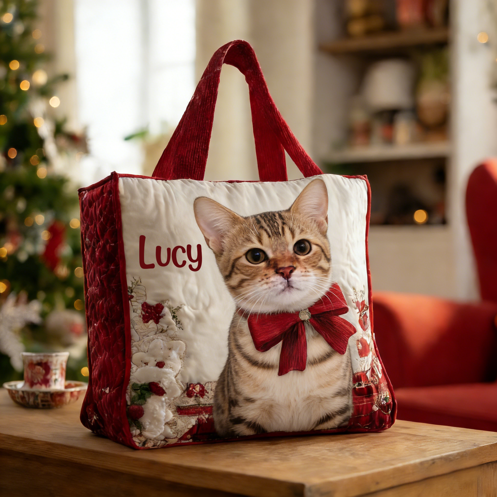 Personalized Crafted Egyptian Mau Quilted Tote Bag | VETote71