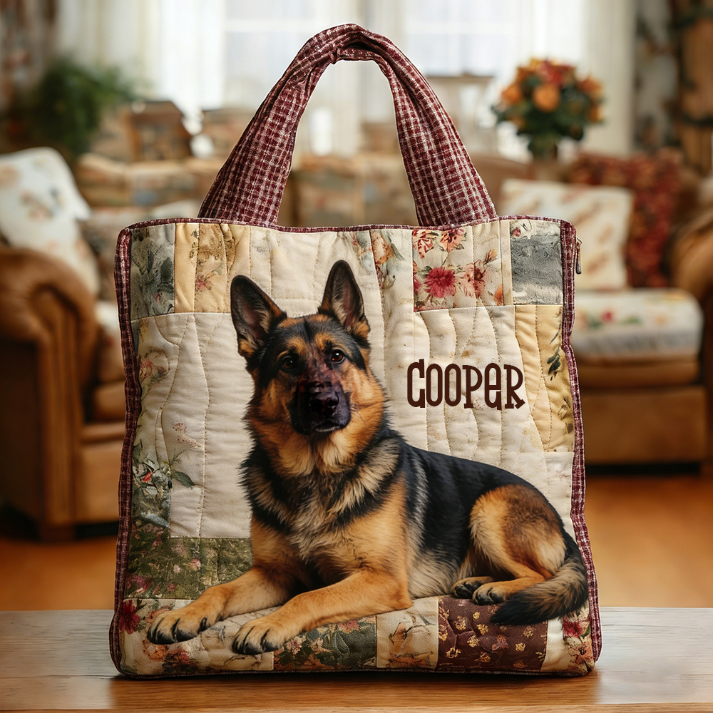 Crafted German Shepherd Dog Quilted Eco-friendly Tote Bag | VETote34