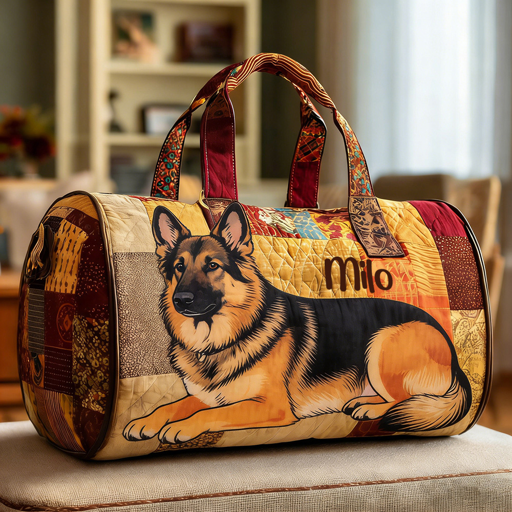 Personalized Crafted German Shepherd Dog Quilted Duffle Bag | VEDuffle10