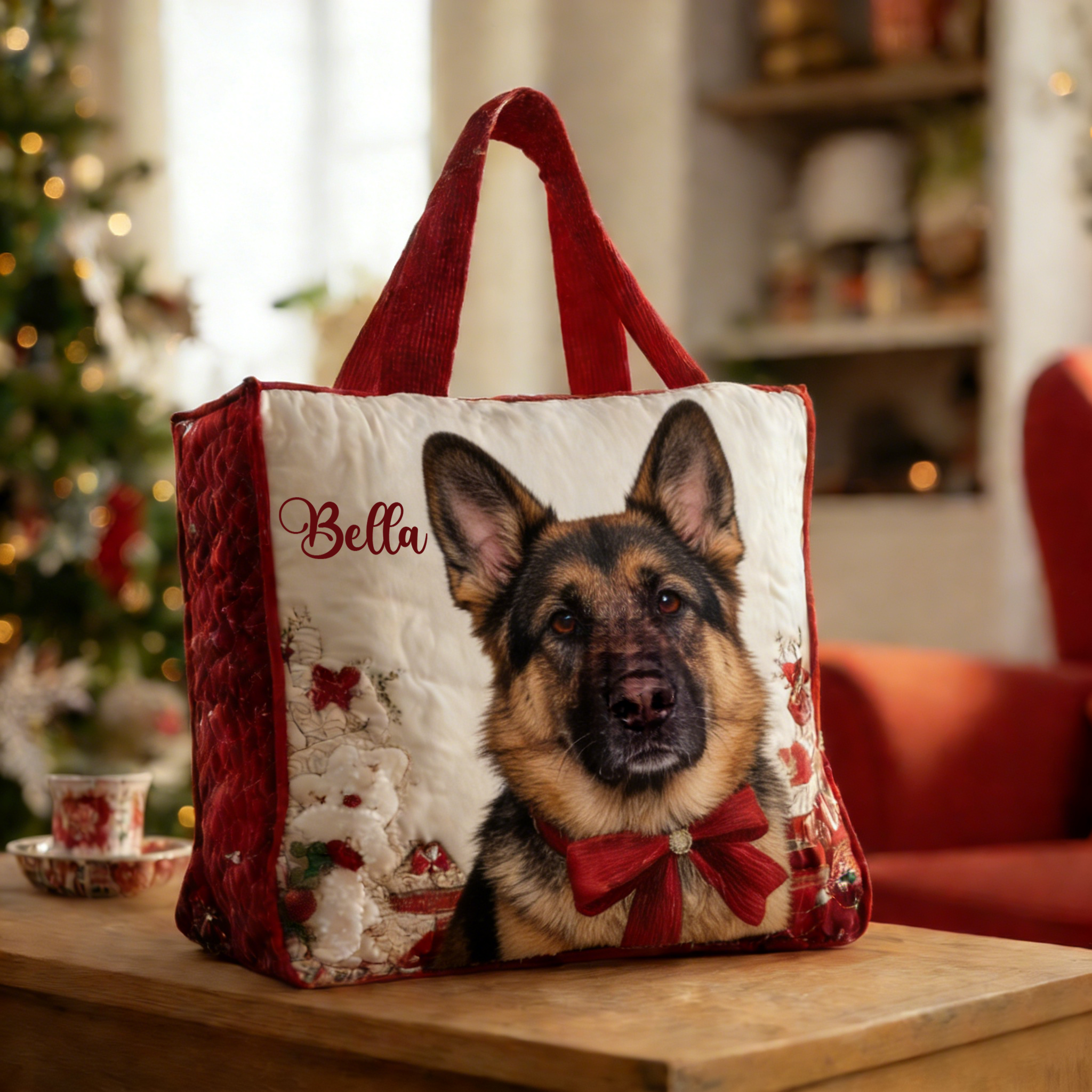 Personalized Crafted German Shepherd Dog​ Quilted Tote Bag | VETote51