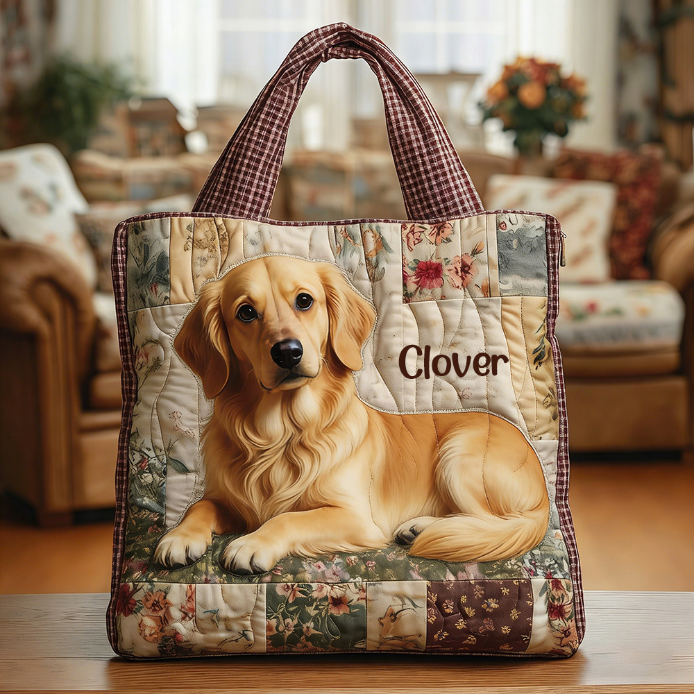 Crafted Golden Retriever Quilted Eco-friendly Tote Bag | VETote28