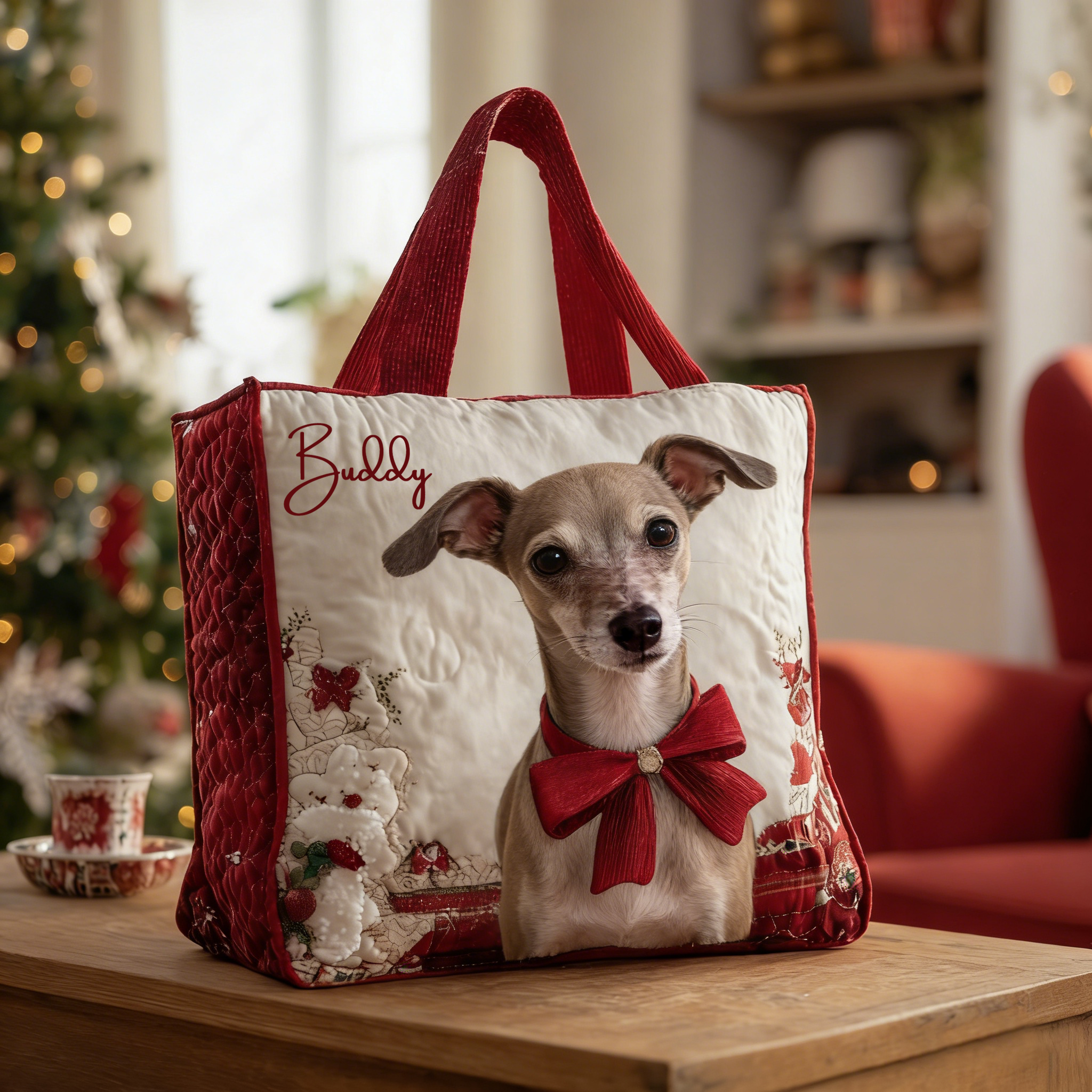 Personalized Crafted Italian Greyhound​ Quilted Tote Bag | VETote53