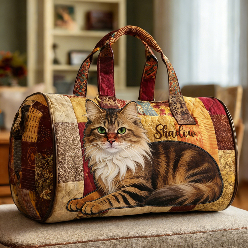 Personalized Crafted Maine Coon Quilted Duffle Bag | VEDuffle31