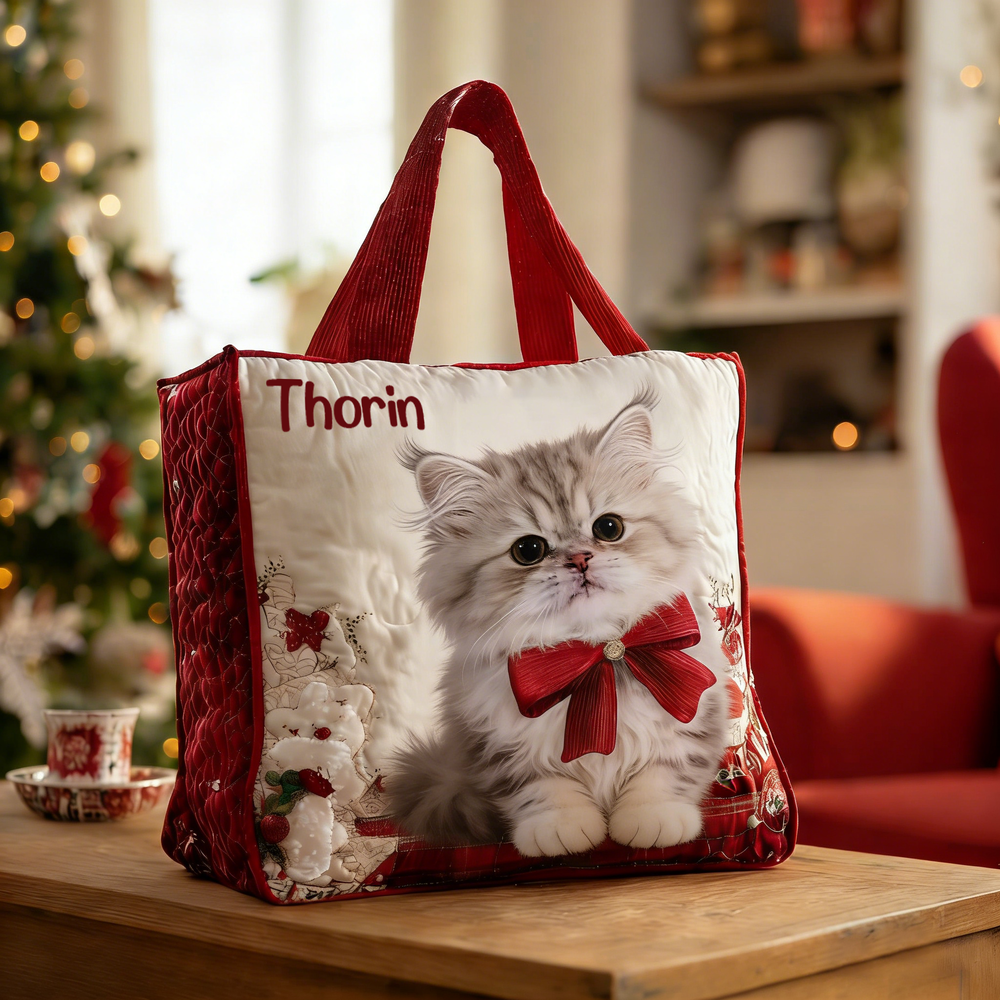 Personalized Crafted Norwegian Forest Cat Quilted Tote Bag | VETote73