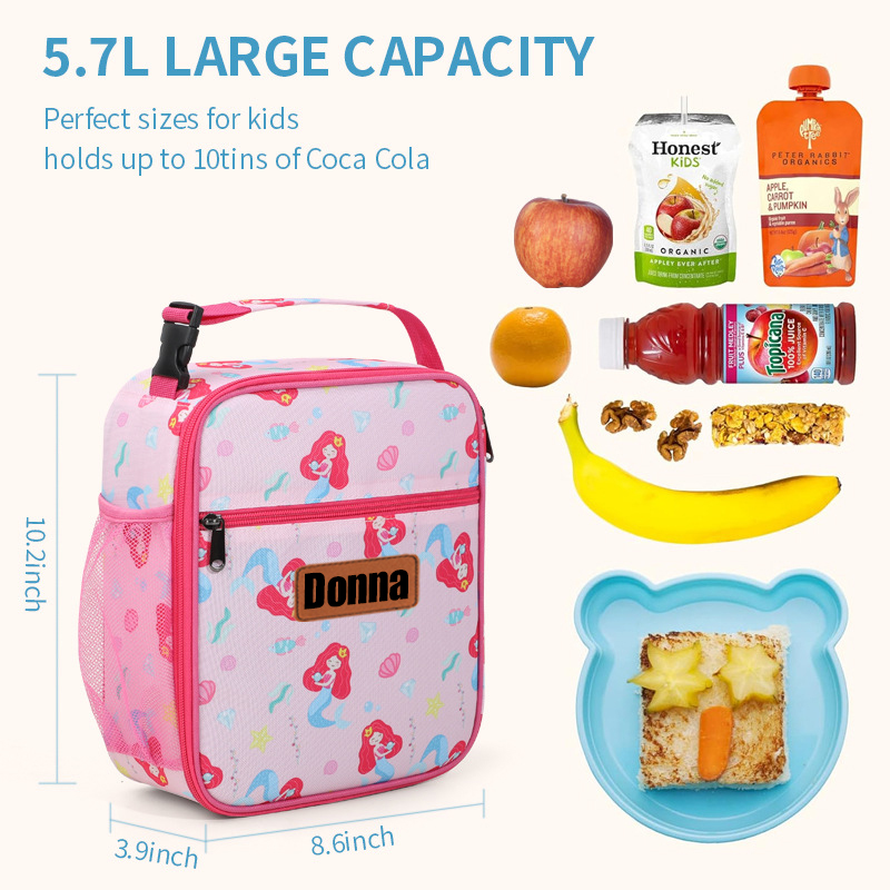 Personalized Leather Patch Kids Cute Lunch Bag