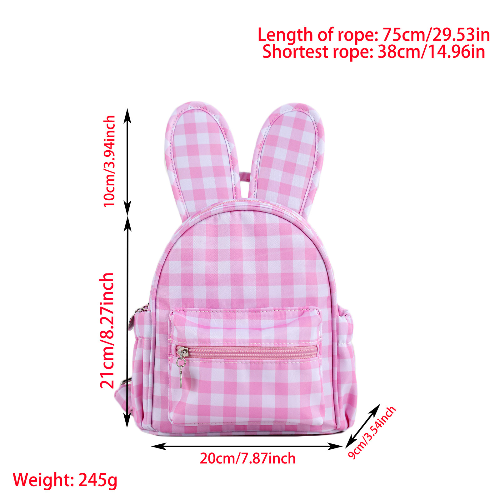 Personalized Embroidery Gingham Easter Bunny Backpack