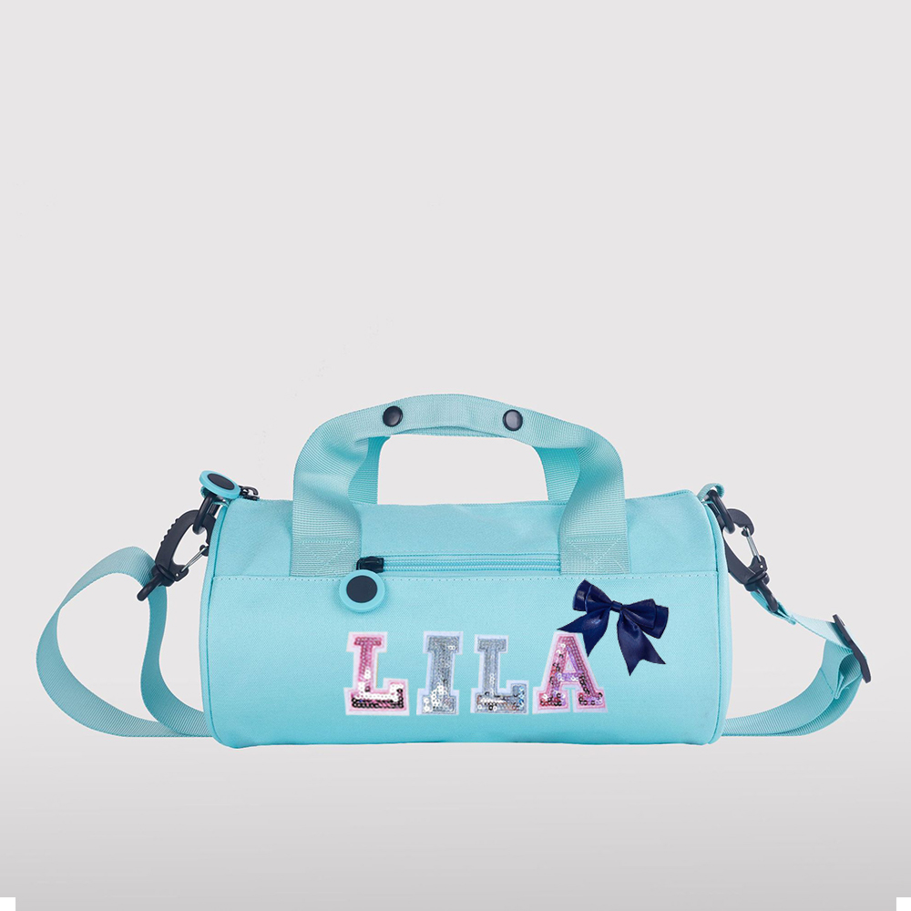 Personalized Glitter Letter Patch Water Proof Duffle Dance Bag with Bow