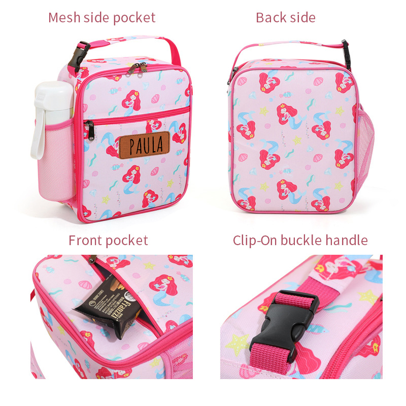 Personalized Leather Patch Kids Cute Lunch Bag