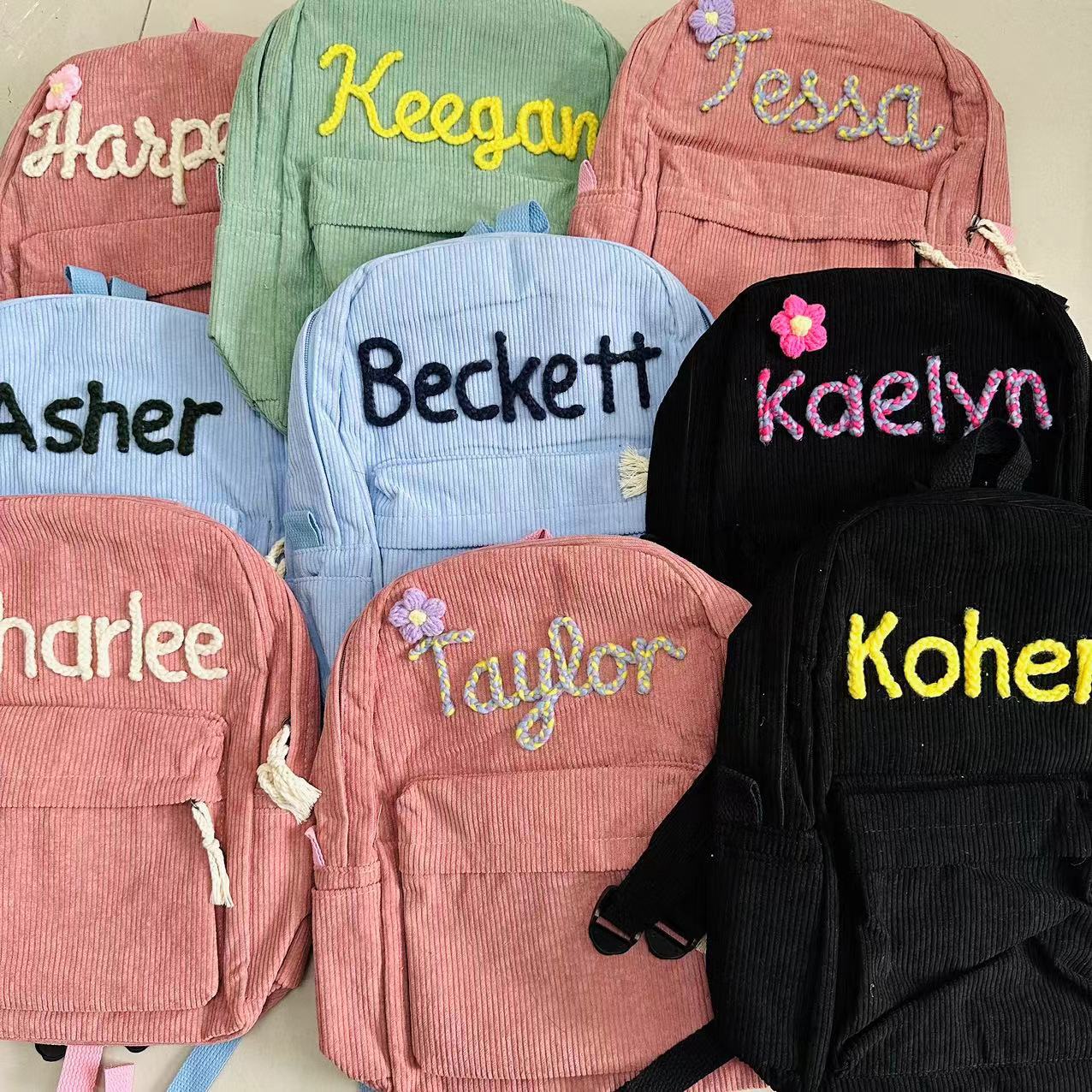 Personalized Hand Embroidered  Kids School Backpack