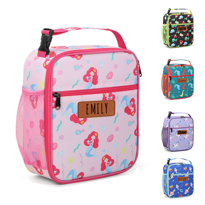 Personalized Leather Patch Kids Cute Lunch Bag