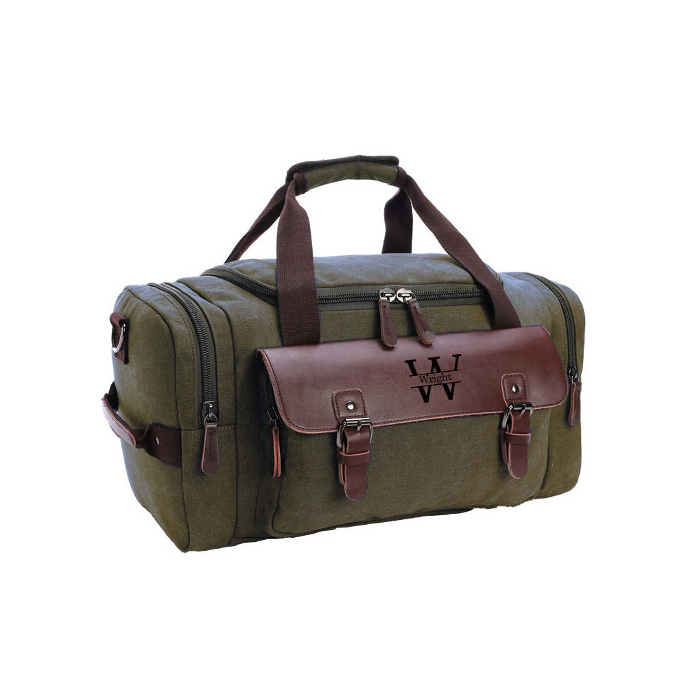 Personalized Leather Monogram Engraved Duffel Bag