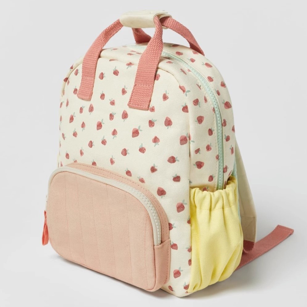 Personalized Embroidery Kid Strawberry Canvas Backpack