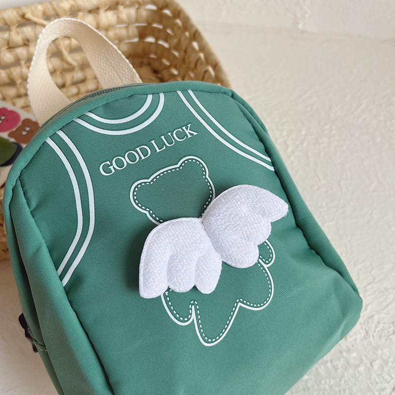 Personalized Embroidery Lovely Bear with 3D Angel Wings Toddler Backpack