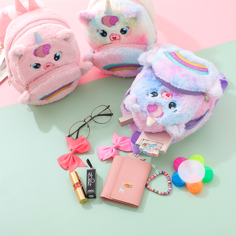 Personalized Embroidery Cute Plush Unicorn Toddler Backpack