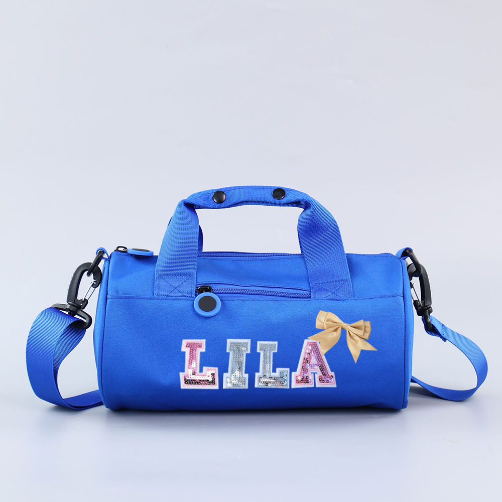 Personalized Glitter Letter Patch Water Proof Duffle Dance Bag with Bow