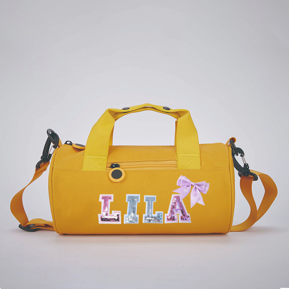 Personalized Glitter Letter Patch Water Proof Duffle Dance Bag with Bow