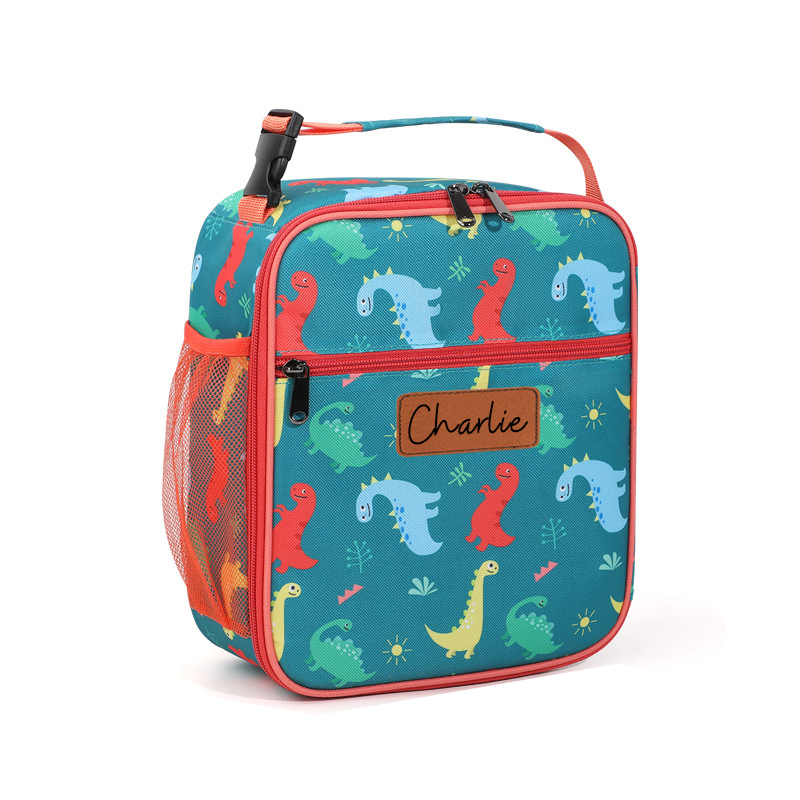 Personalized Leather Patch Kids Cute Lunch Bag