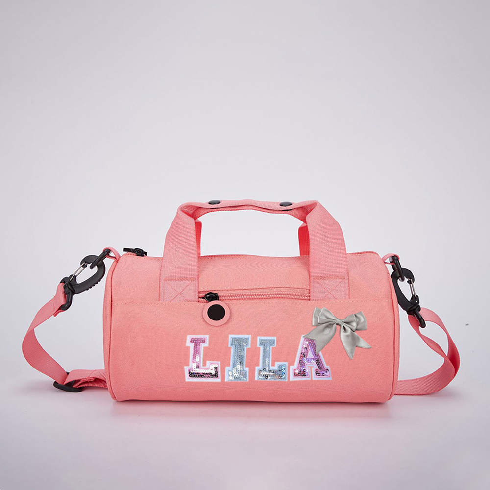 Personalized Glitter Letter Patch Water Proof Duffle Dance Bag with Bow