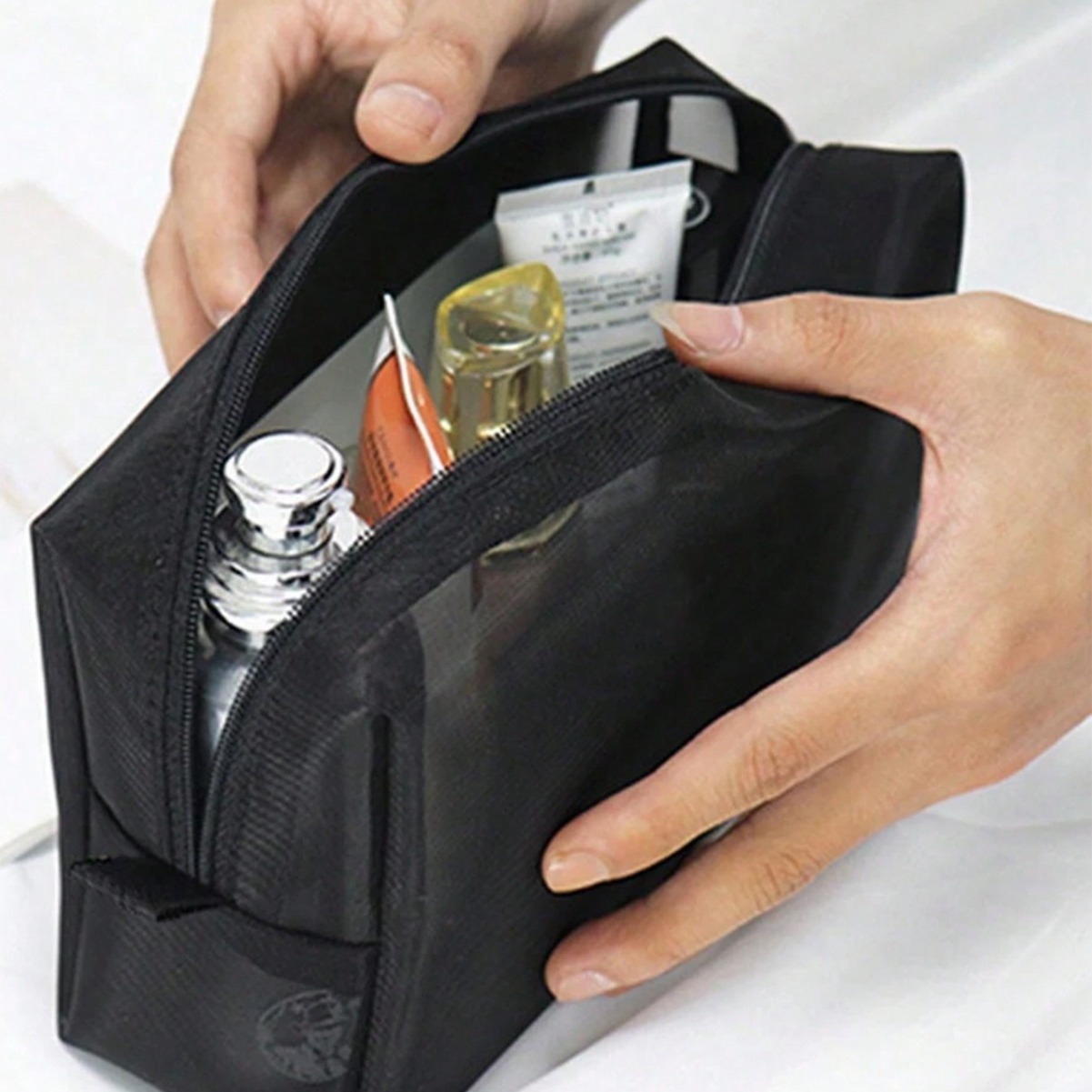 Personalized Zipper Mesh 3 Piece Set Makeup Bags