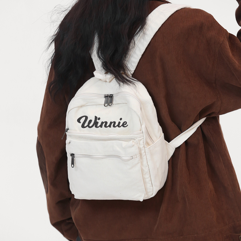 Personalized Embroidery Kid Canvas Backpack
