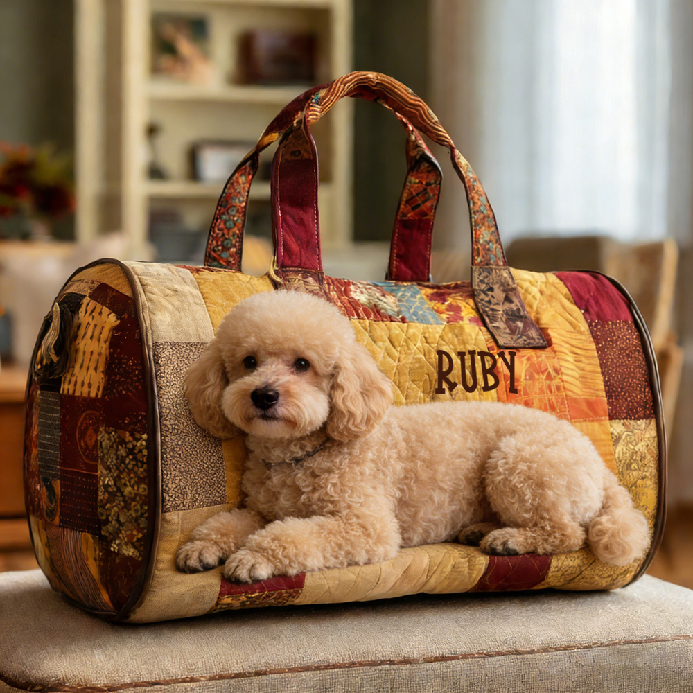 Personalized Crafted Poodle Quilted Duffle Bag | VEDuffle14