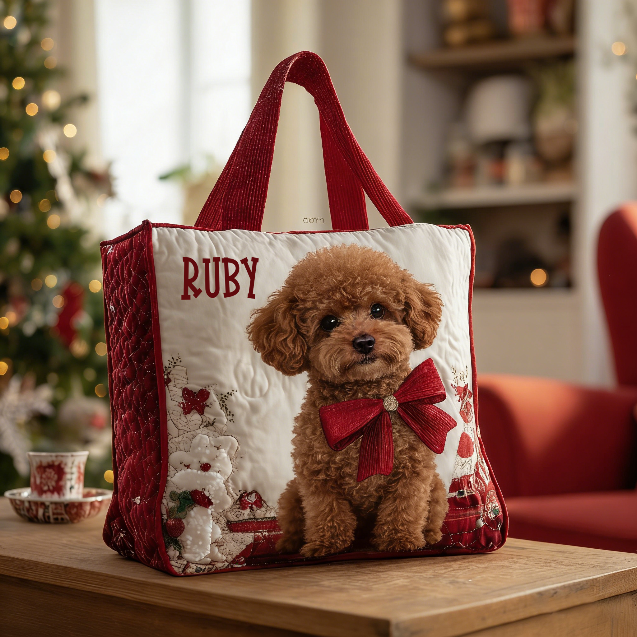 Personalized Crafted Poodle​ Quilted Tote Bag | VETote56