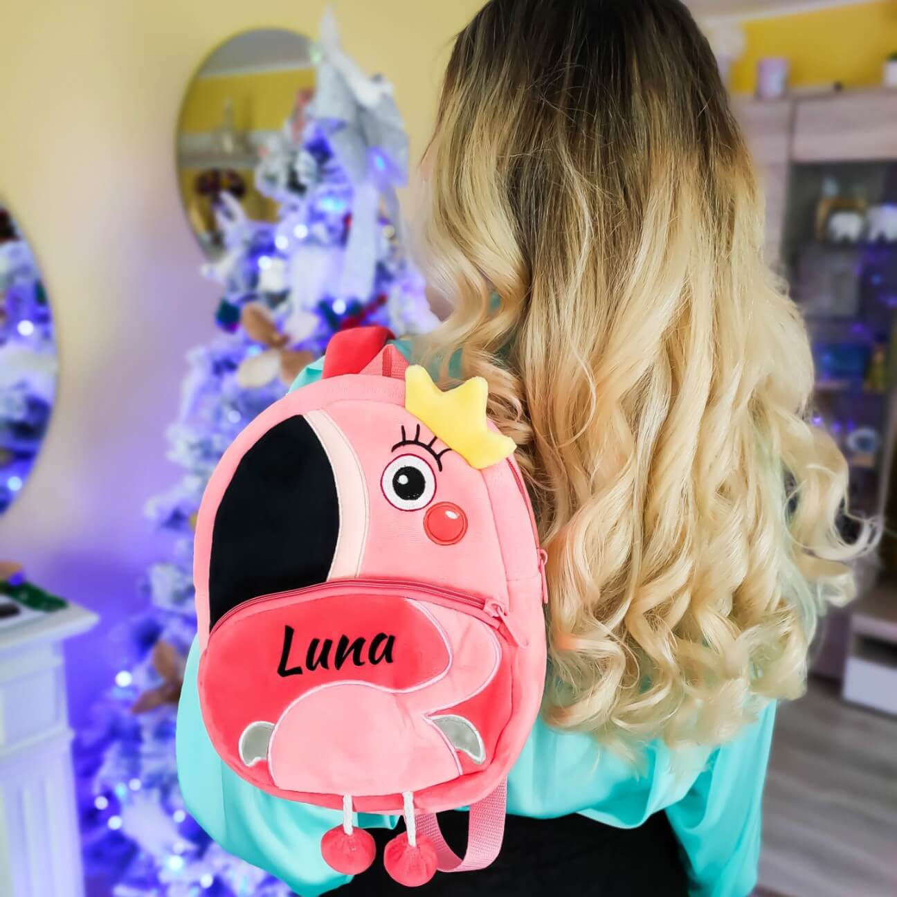 Personalized Cute Flamingo Animals Toddler Backpack