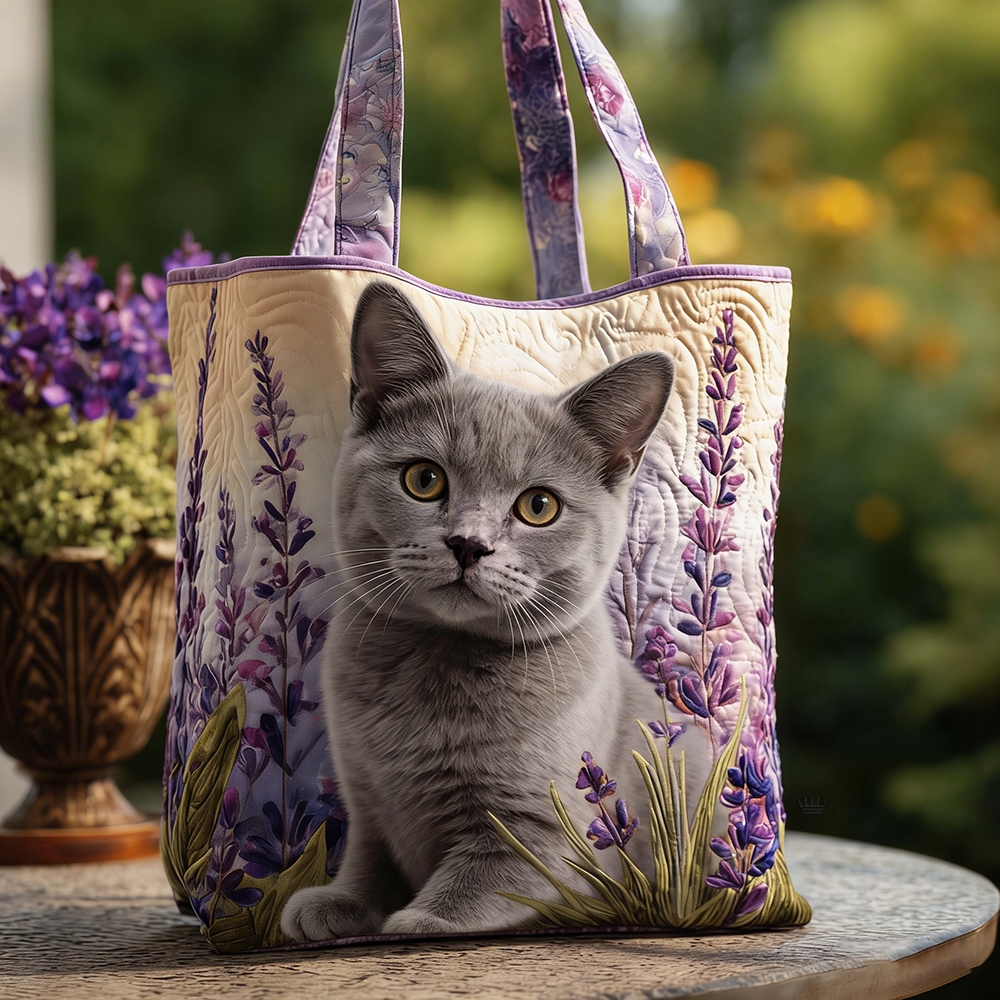 Crafted Russian Blue Quilted Tote Bag | VETote116