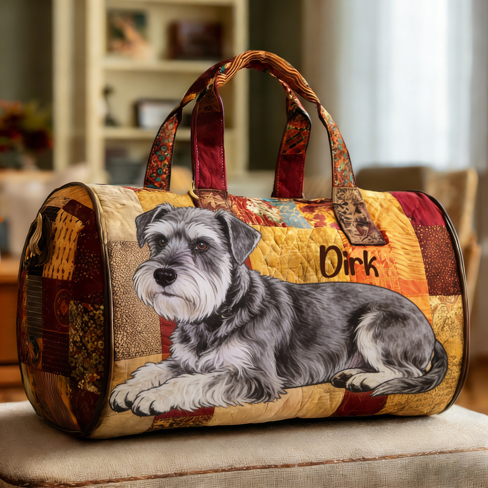 Personalized Crafted Schnauzer Quilted Duffle Bag | VEDuffle16