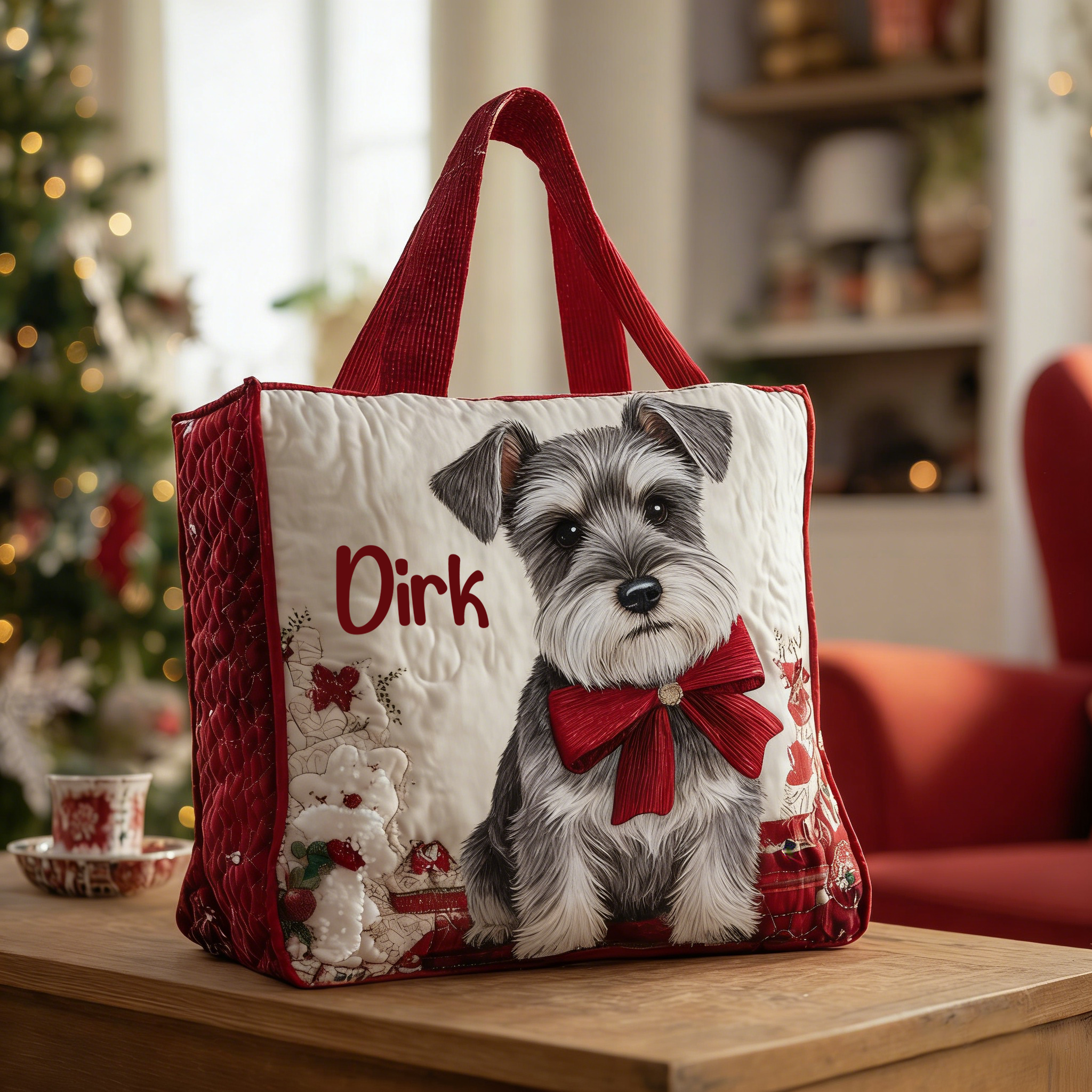 Personalized Crafted Schnauzer​ Quilted Tote Bag | VETote58