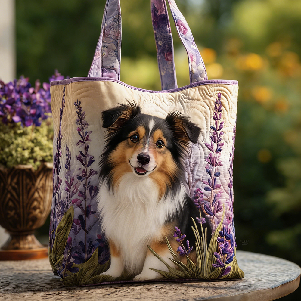 Crafted Shetland Sheepdog Quilted Tote Bag | VETote101