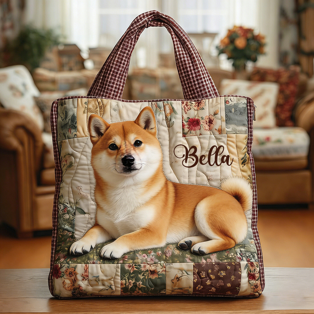 Crafted Shiba Inu Quilted Eco-friendly Tote Bag | VETote31
