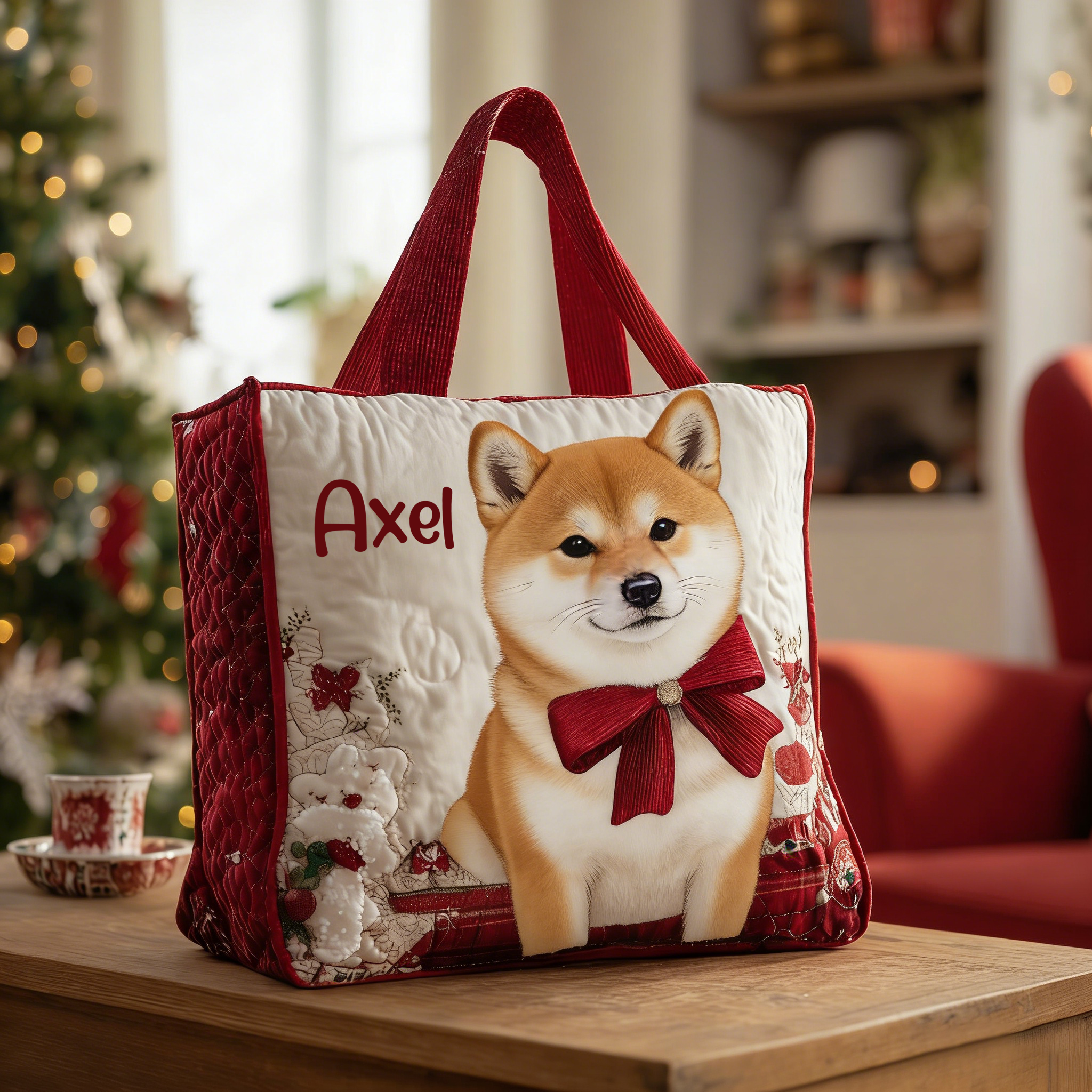 Personalized Crafted Shiba Inu​ Quilted Tote Bag | VETote61