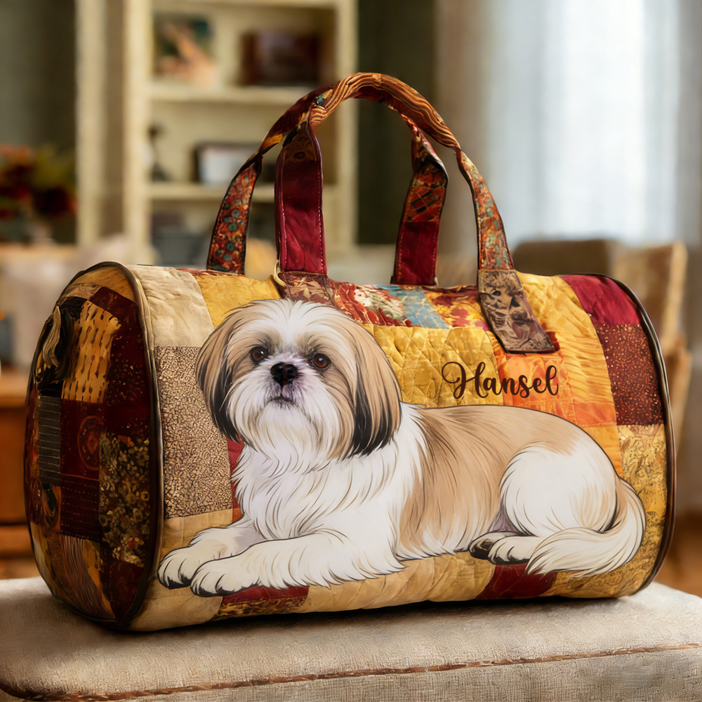 Personalized Crafted Shih Tzu Quilted Duffle Bag | VEDuffle20