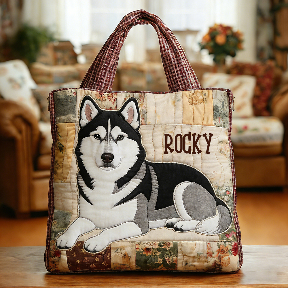 Crafted Siberian Husky Quilted Eco-friendly Tote Bag | VETote18