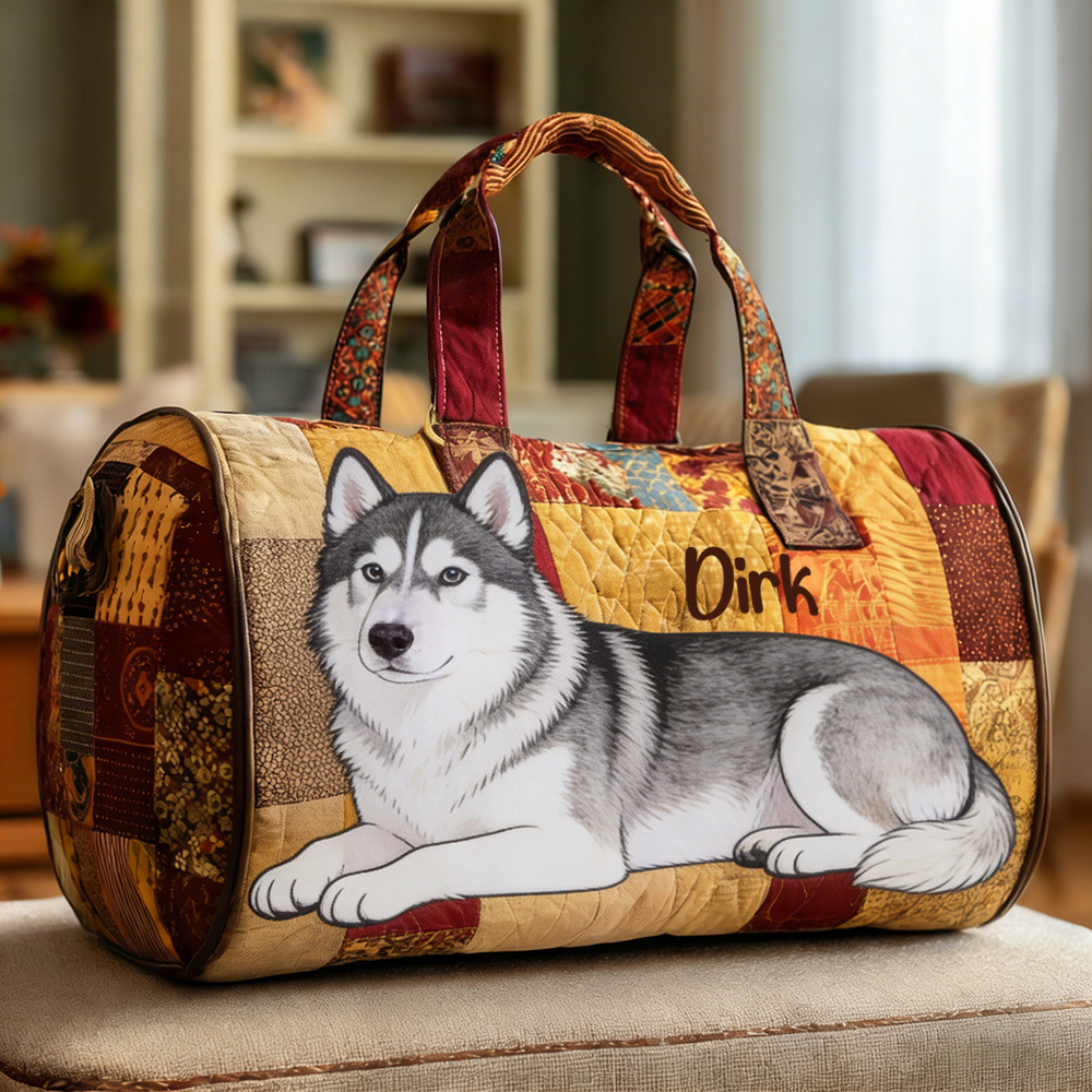 Personalized Crafted Siberian Husky Quilted Duffle Bag | VEDuffle21
