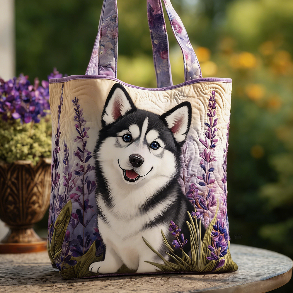 Crafted Siberian Husky Quilted Tote Bag | VETote104