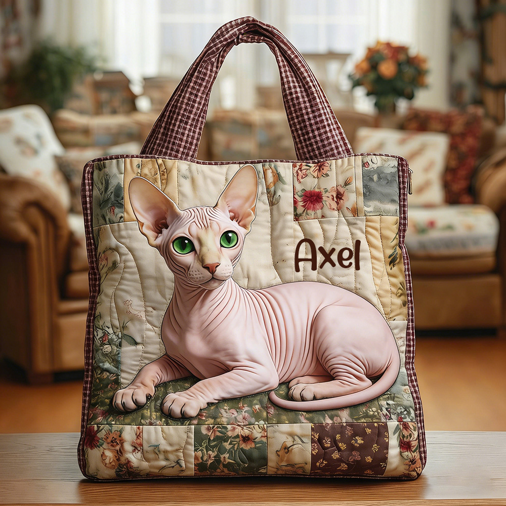 Personalized Crafted Sphynx Quilted Tote Bag | VETote09