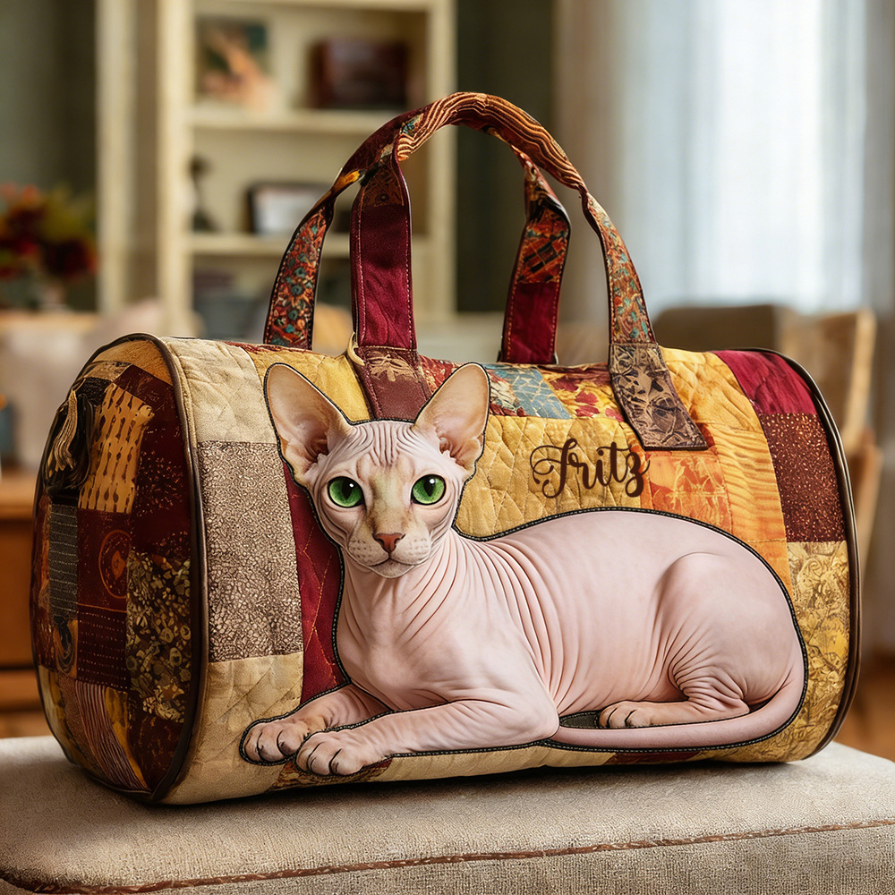 Personalized Crafted Sphynx Quilted Duffle Bag | VEDuffle37