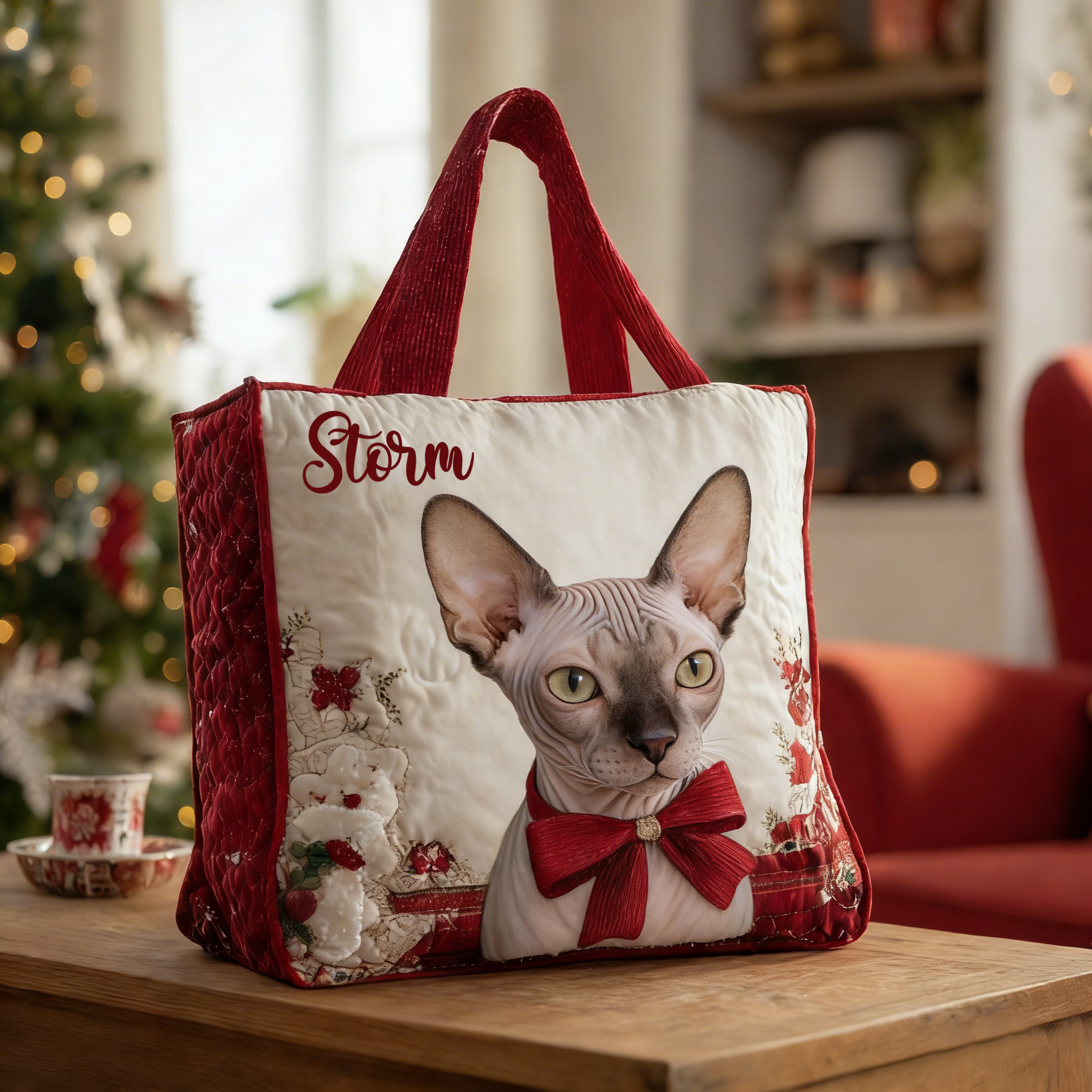 Personalized Crafted Sphynx Quilted Tote Bag | VETote78