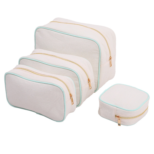 Personalized Chenille Letter Patch Canvas Cosmetic Bag