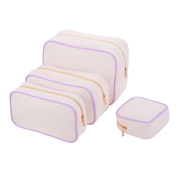 Personalized Chenille Letter Patch Canvas Cosmetic Bag