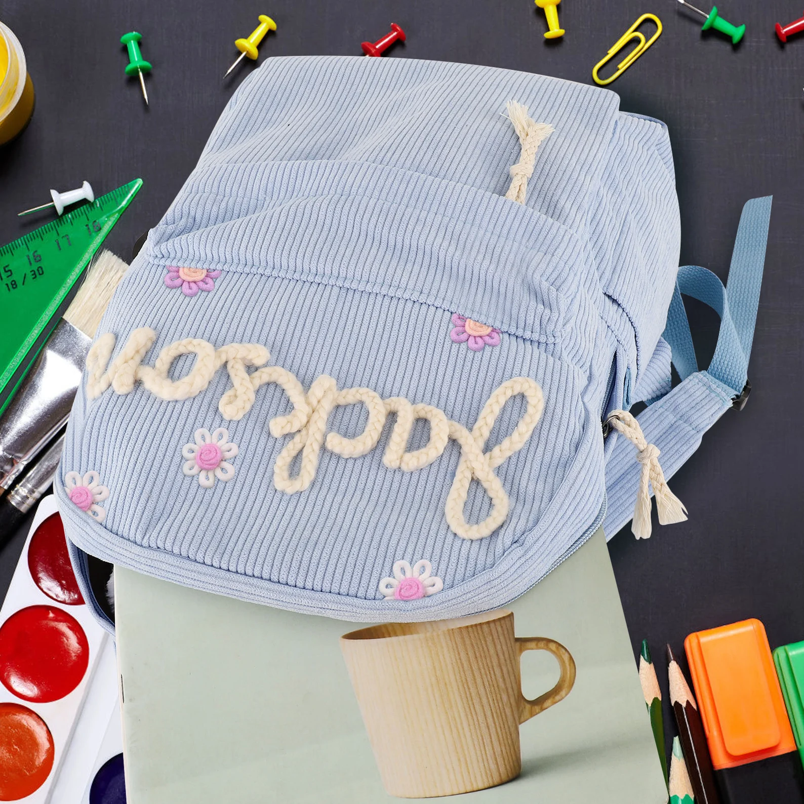 Personalized Kids Lovely Hand Embroidery School Backpack