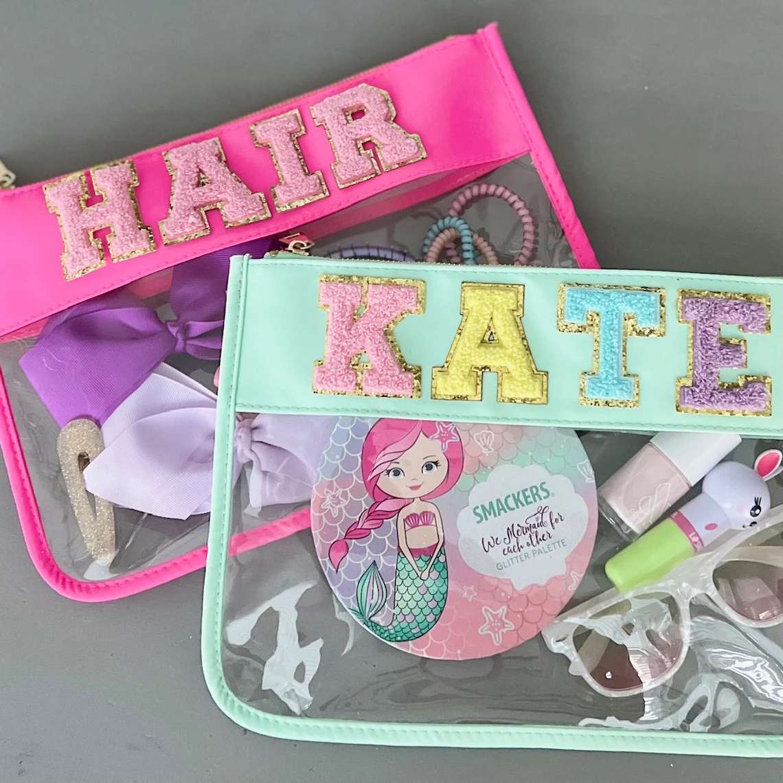 Personalized Chenille Patch Clear Pouch Cosmetic Bag