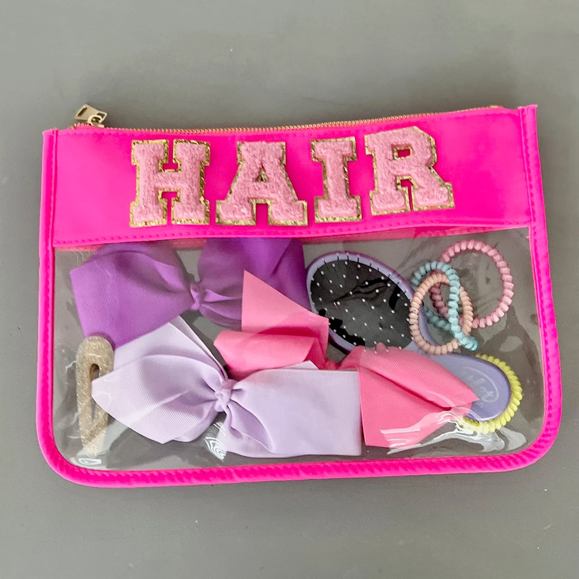 Personalized Chenille Patch Clear Pouch Cosmetic Bag