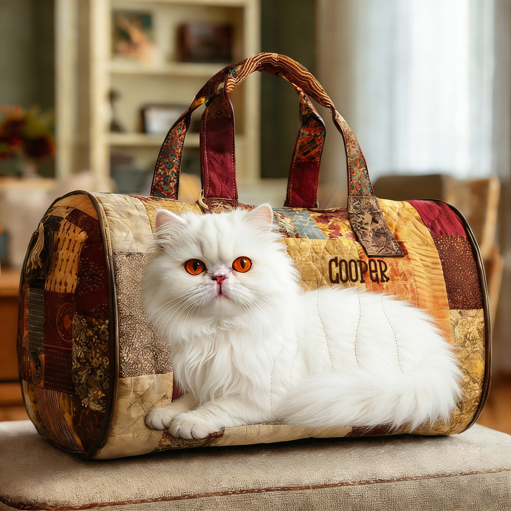 Personalized Crafted White Persian Quilted Duffle Bag | VEDuffle39