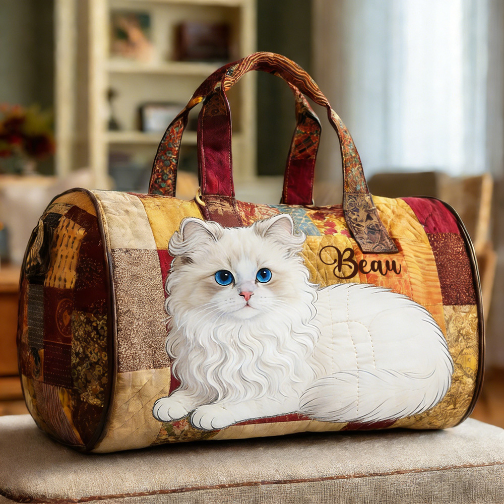 Personalized Crafted White Persian Quilted Duffle Bag | VEDuffle38